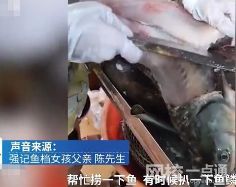 9歲女童檔口持刀殺魚扒鱗 熟練的刀工和年齡成反差