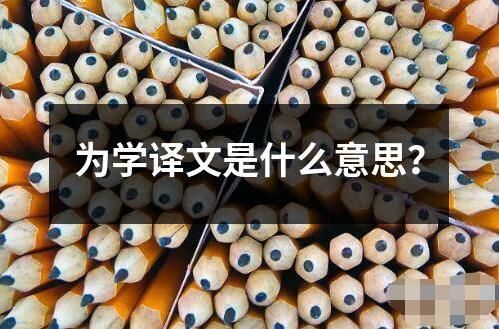 為學(xué)譯文是什么意思？